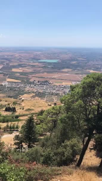 Aerial Top View Erice Town Trapani Sicily Italy — Stock Video