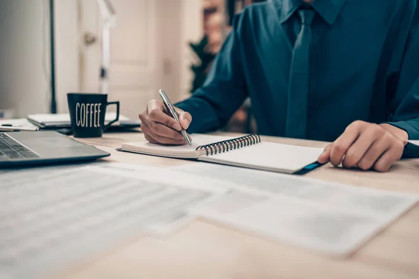 Investors Working Desk Office Using Pan Pointing Check Tracking Cost — Stock Photo, Image