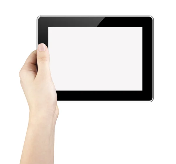 Kvinna hand hålla TabletPC — Stockfoto