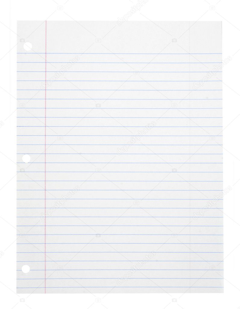 A page ripped off from the notebook isolated on white