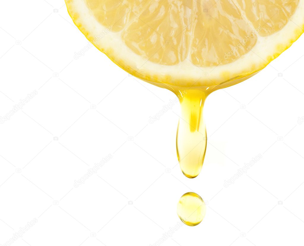 lemon with water drops on the white background