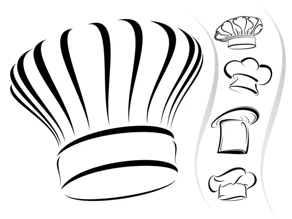 Силуети капелюхів шеф-кухаря - векторний набір піктограм — стоковий вектор