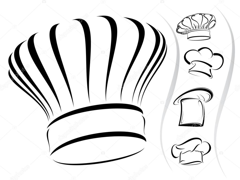 Chef hat silhouettes - vector icon set
