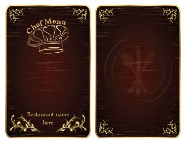 Restaurant chef menu cover or board vector - Gold