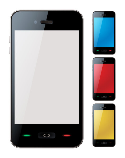 Smart phone set with copyspace - isolated vector