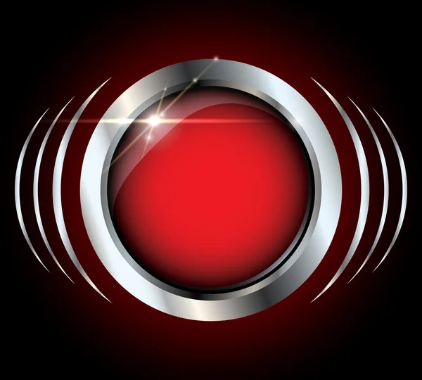 Bouton vectoriel brillant métallique rouge avec espace de copie — Image vectorielle