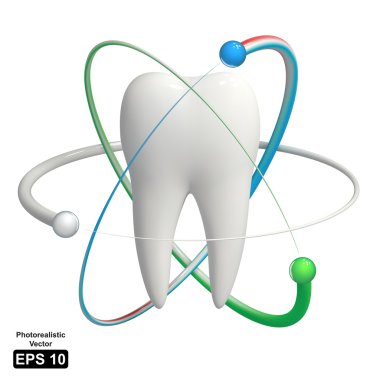 Protected tooth - realistic 3d vector icon clipart