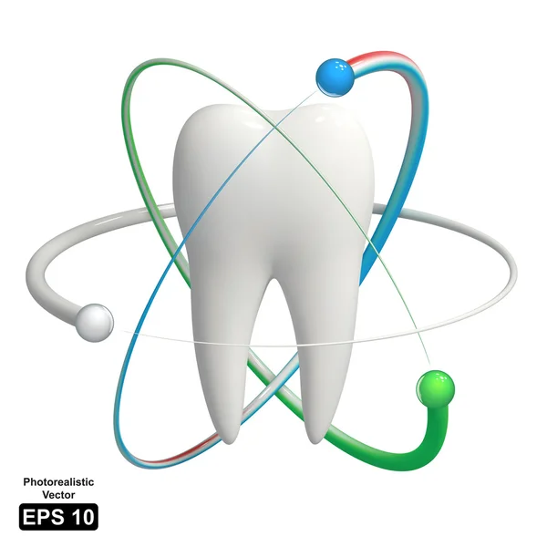 Chráněné zub - realistické 3d vektorové ikony — Stockový vektor