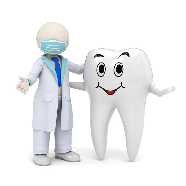 3D zubař s ikonou usmívající se zub — Stock fotografie