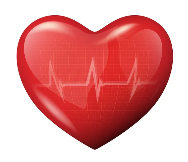 Corazón vector 3d con icono de reflexión cardiograma — Vector de stock
