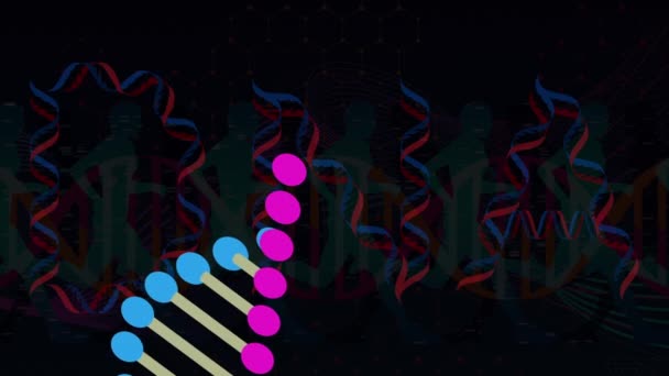 Seamless Animation Rotating Dna Glowing Molecule Blue Background High Quality — Stockvideo