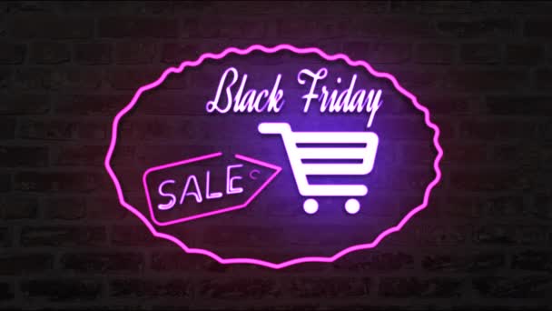 Black Friday Sale Neon Sign Banner Background Promo Video Concept — 비디오
