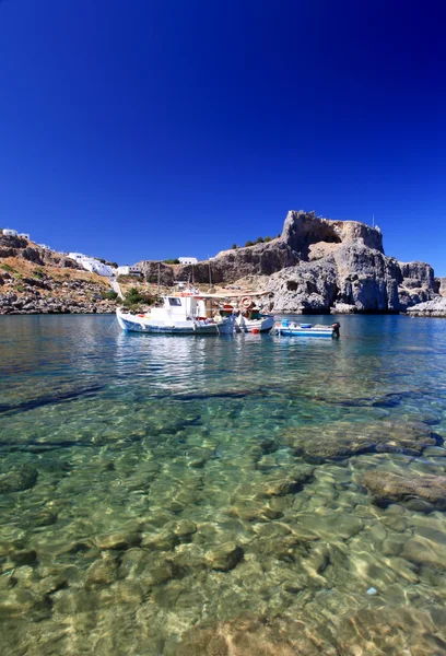 St pauls, lindos bay rhodes, Yunanistan — Stok fotoğraf