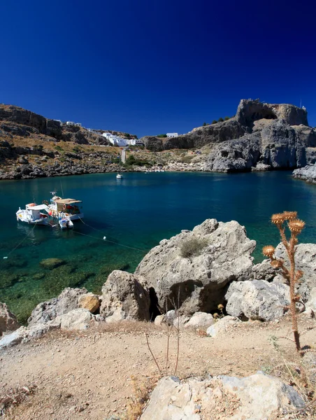 St pauls, lindos bay rhodes, Yunanistan — Stok fotoğraf