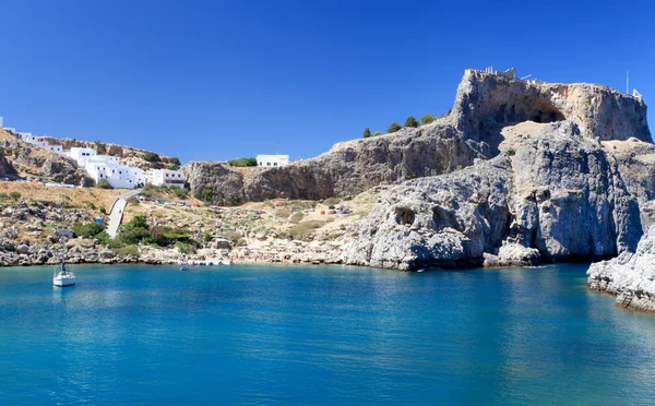 St pauls, lindos bay rhodes, Yunanistan — Stok fotoğraf