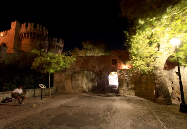 Palace of the Grand masters turrets at night — Stock Photo, Image