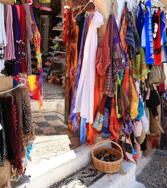 Lindos merchandise rhodes Griekenland — Stockfoto