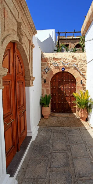 Lindos Door Rhodes Greece — Stock Photo, Image