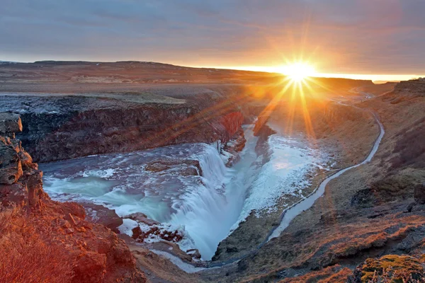 Gullfoss esik, Izland Stock Fotó