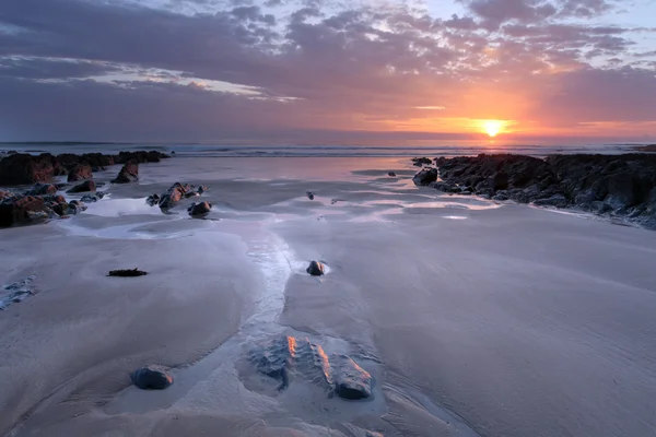Sunset Woolacombe North Devon costa — Fotografia de Stock