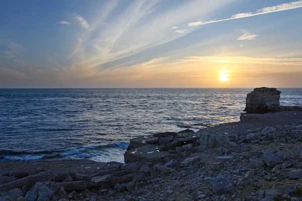 Atardecer en el púlpito de la roca dorset — Stok fotoğraf