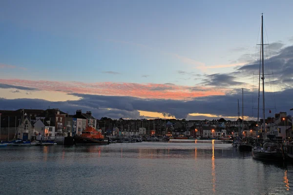 Weymouth quay během podzimní noci — Stock fotografie