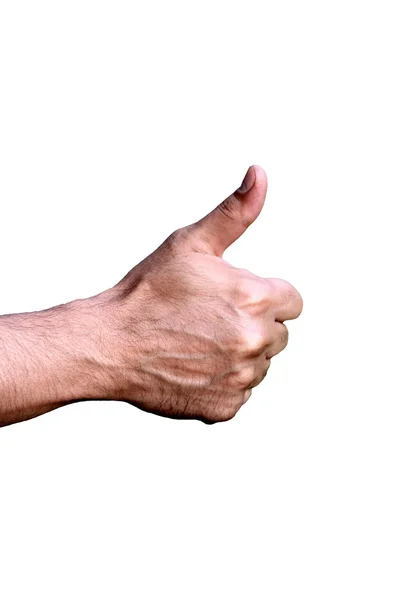 Thumb up on white background. — Stock Photo, Image