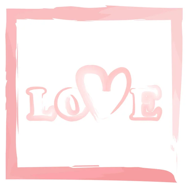 Romantic Inscription Love White Background Postcard — Stock Vector