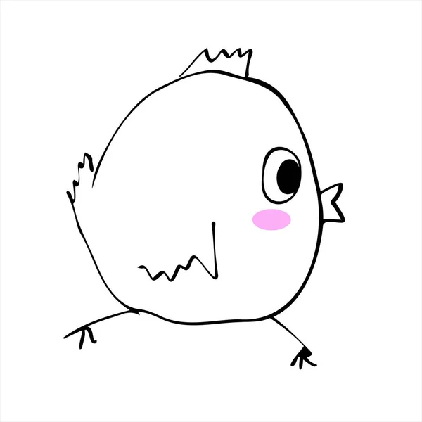 画一只可爱的小鸡 用于贴纸 明信片 彩色书籍的手绘矢量图解 — 图库矢量图片