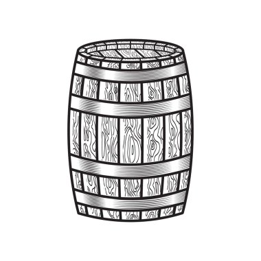 Fıçı. Meşe varili el çizimi vektör çizimleri. Ahşap fıçı çizimi..