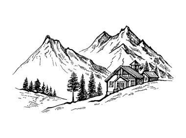 Panorama Dağları ve Evler, El Tarzı, DESIGN TEMPLATI