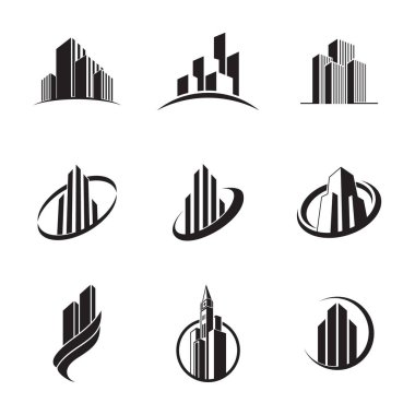SKYSCRAP İKTİKLERİ VECTOR Seti, DESIGN İKON Logo TEMPLATE