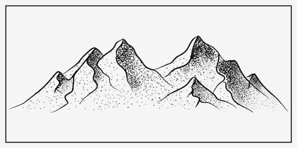 Βουνά Διάνυσμα Stipple Τέχνης Στυλ — Διανυσματικό Αρχείο