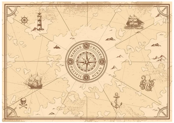 çeşitli eski deniz pusulaları vektör, hazine haritası.