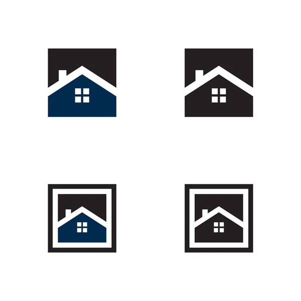 Ensemble Icône Logo Immobilier Maison Simple Conception Isolée Illustration Vectorielle — Image vectorielle