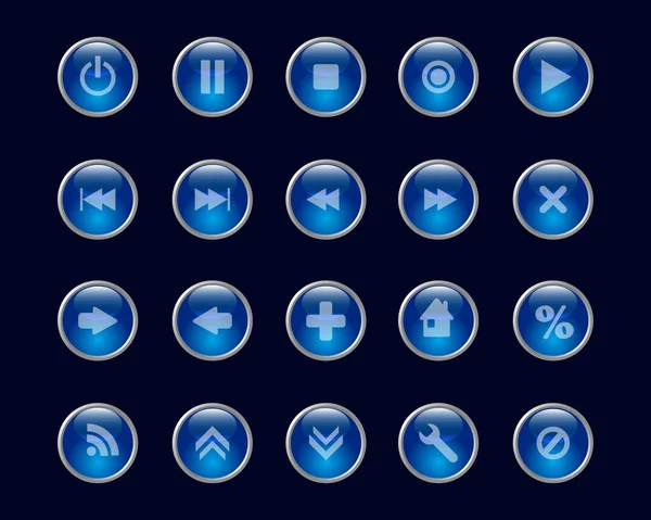 Set Azul Botones Vector Ilustración — Vector de stock