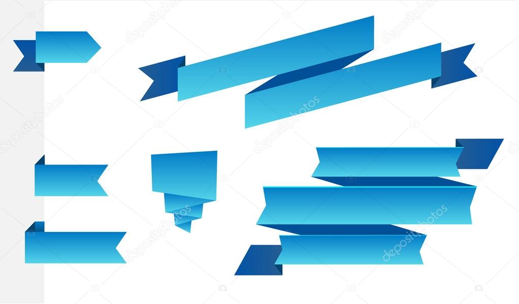 Set of modern blue ribbons