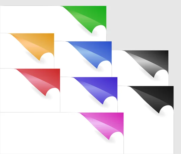 Papieren met hoeken in diverse kleuren — Stockvector