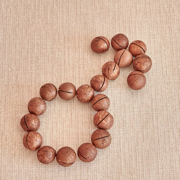 Das Geschlechtszeichen Das Den Weiblichen Körper Anzeigt Ist Aus Macadamia — Stockfoto