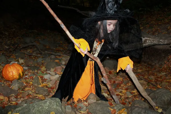 Witch child on Halloween — Stock Photo, Image