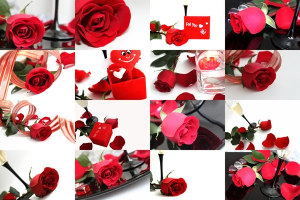 Czerwona róża kolaż — Zdjęcie stockowe