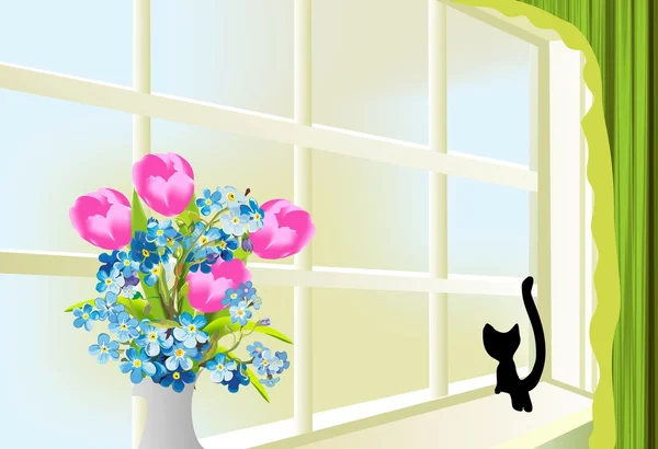 Wiosna na oknie — Wektor stockowy