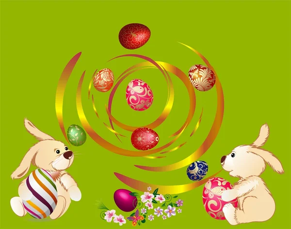 Easter bunnies — Stock Vector