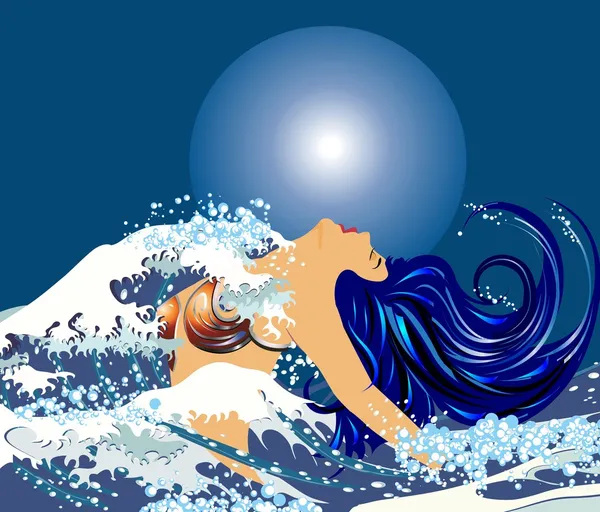 The nymph and the sea — Stock Vector