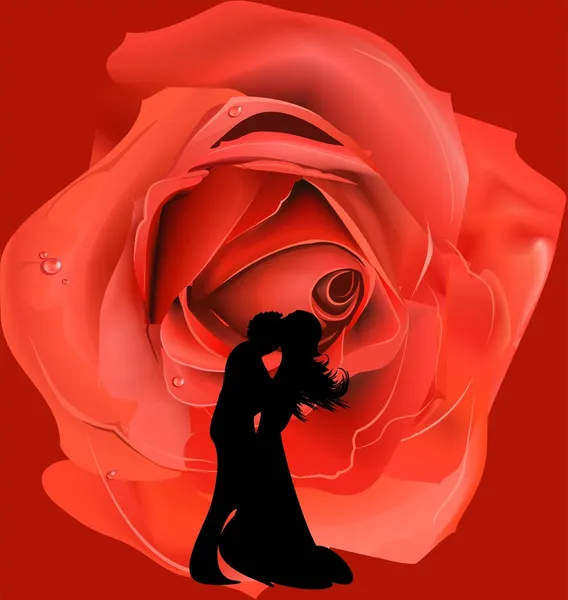 Bailar con una rosa — Vector de stock