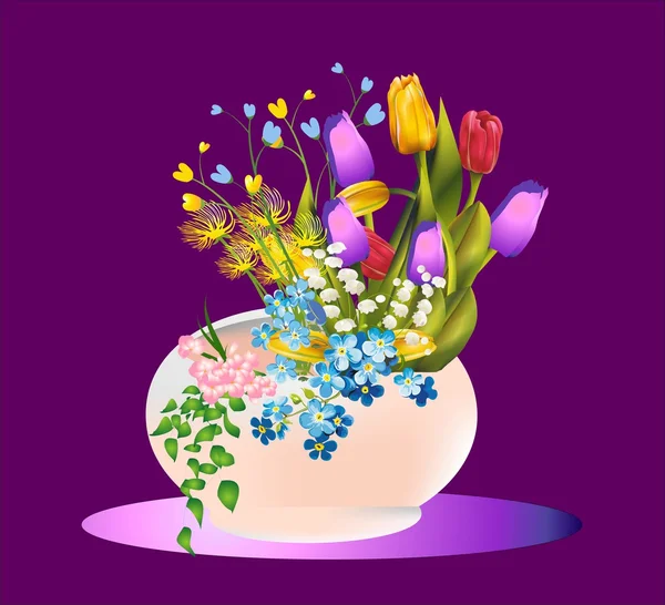 Ramo de flores de primavera — Vector de stock