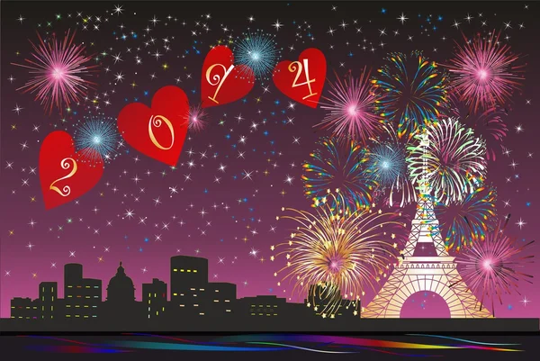 New Year in Paris, — Stock Vector