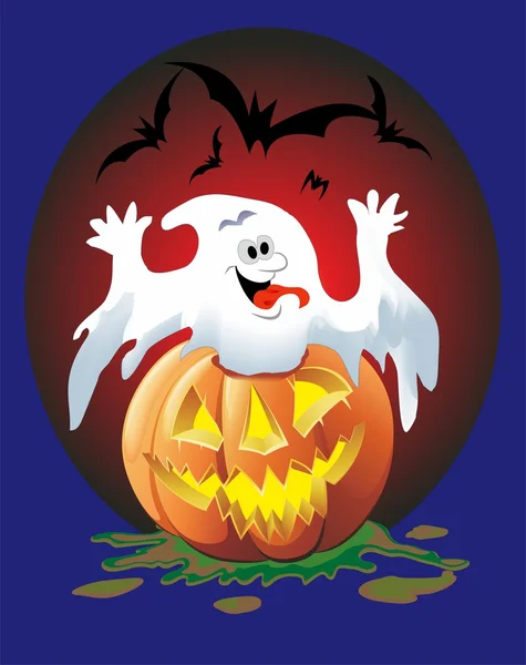 Ghost and pumpkin — Stock Vector
