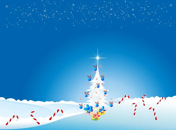 Vánoční dekorace s bílým vánoční stromeček, — Stockový vektor