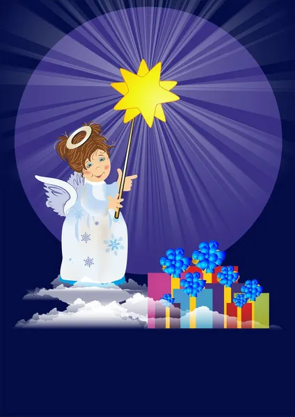 Angel with a star, — Stock Vector